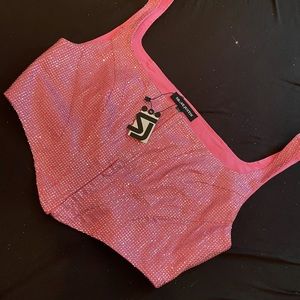 Shane justin pink rhinestone corset size 2xl
